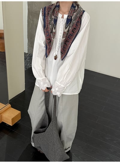 極簡多扣v領襯寬鬆襯衣10