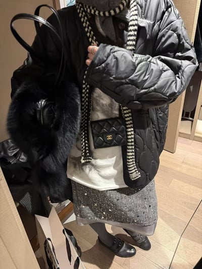 西裝外套釘珠套裝假兩件半身中裙10