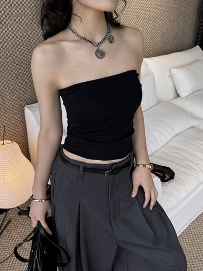 修身顯瘦抹胸背心上衣7