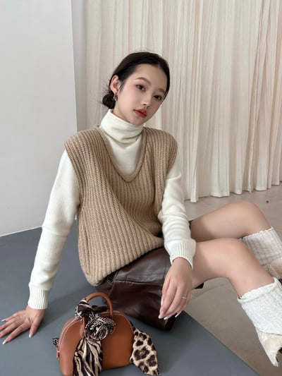 羊毛V領針織馬甲疊穿背心15