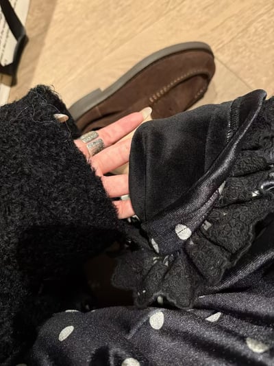 鬆緊腰加絨花邊波點九分褲5