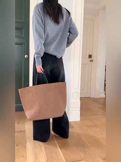 美式復古雪花水洗黑闊腿牛仔褲6