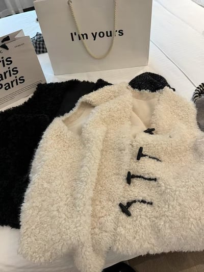 羊卷絨牛角扣皮毛一體馬甲背心7