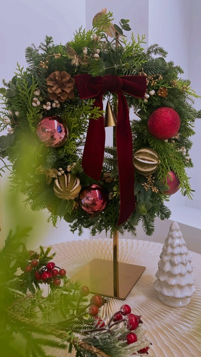 Christmas Wreath 聖誕紅奢絨花圈2