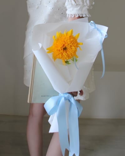 Yellow Teddy 單朵泰迪熊向日葵鮮花畢業花束1