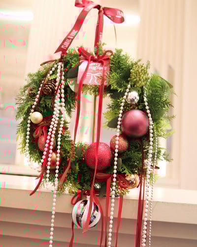 Luxurious Château Noël 璀璨奢紅聖誕花圈2