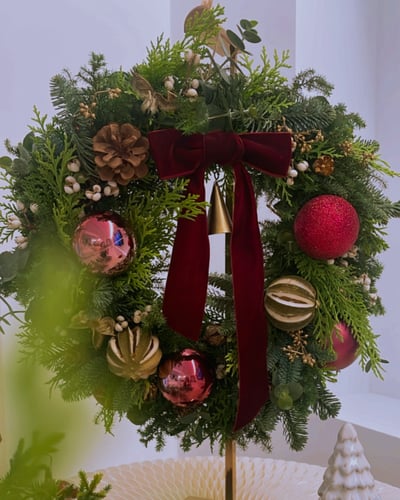 Christmas Wreath 聖誕紅奢絨花圈1