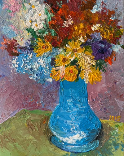 每週日上午《油畫刀花卉藝術：微醺畫畫沙龍》1