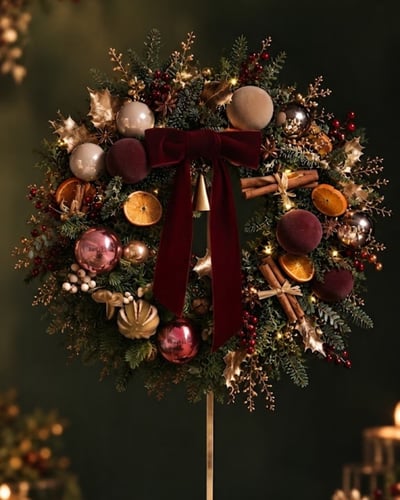 Christmas Wreath 聖誕紅奢絨花圈3