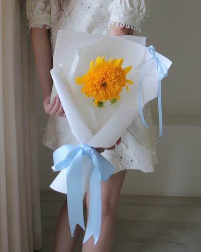 Yellow Teddy 單朵泰迪熊向日葵鮮花畢業花束2