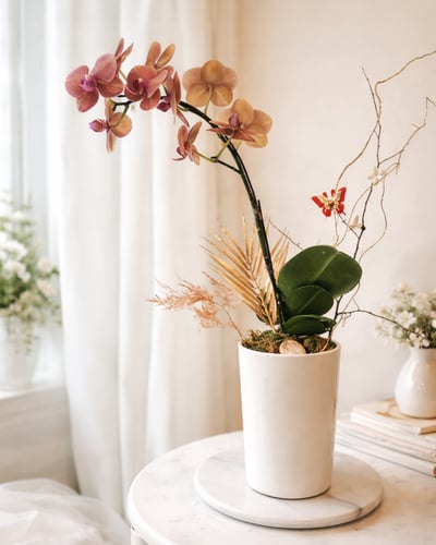 Orange Orchid 粉橘蝴蝶蘭盆栽1