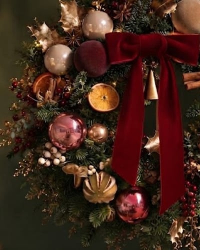 Christmas Wreath 聖誕紅奢絨花圈2