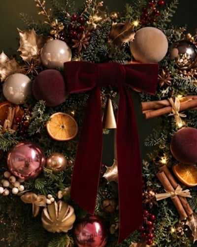 Christmas Wreath 聖誕紅奢絨花圈4
