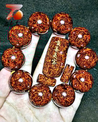 印度小葉紫檀手珠【唯善是寶】 最美滿纓子瘤 25mm×106