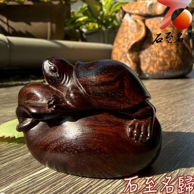 天然 印度小葉紫檀高油密爆滿金星樹心料 湘工手作【安宅瑞龜】4