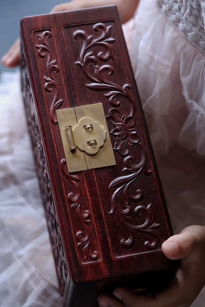 印度小葉紫檀榫卯製器【西番蓮雙層首飾盒】3