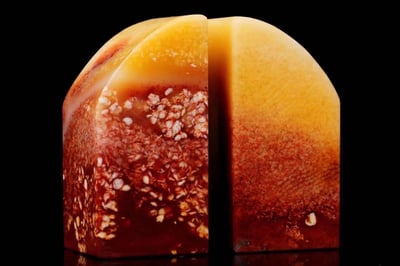 絕礦壽山芙蓉魚籽洞奇石對章【素章】4