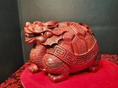 精選印度小葉紫檀實心料製【3號招財龍龜】4