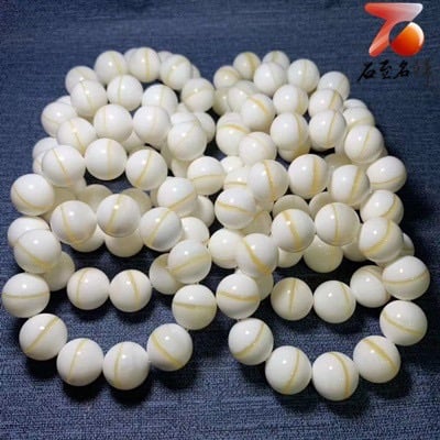 台灣現貨 頂級金絲硨磲手鍊 粒粒精選有帶金絲 開運帶財3