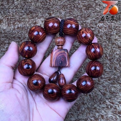 精品 海南黃花梨 野生老料天眼+鬼臉19mm手珠 重量37.3公克5