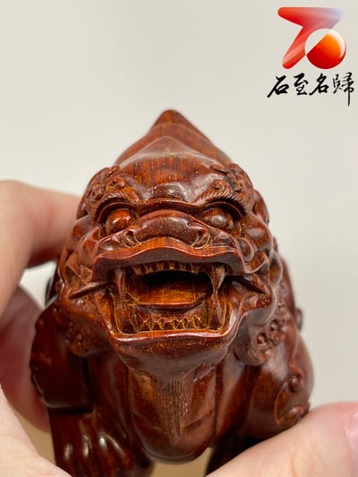 印度小葉紫檀高油密材質 湘工工藝精品手把件【踩球貔貅】8
