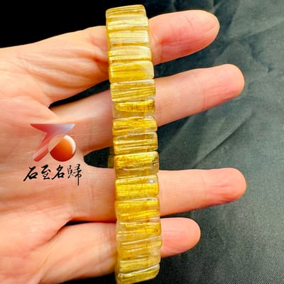 一物一拍｜天然巴西順絲鈦晶水晶手排 寬13.3mm 手圍17公分1