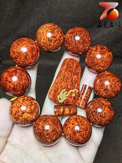 印度小葉紫檀 爆滿瘤疤 25mm手珠【如意】6