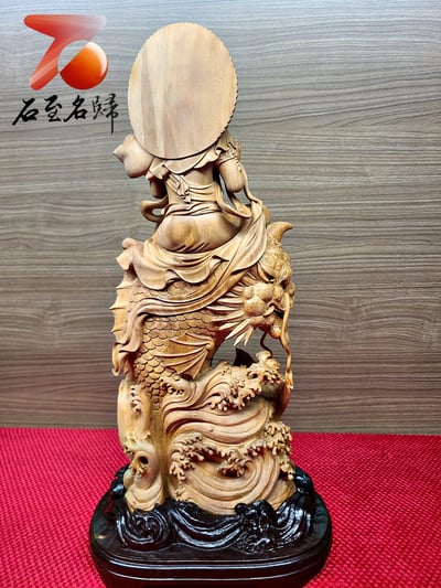 印度老山檀香【鰲魚觀音】手稿清刀造像7