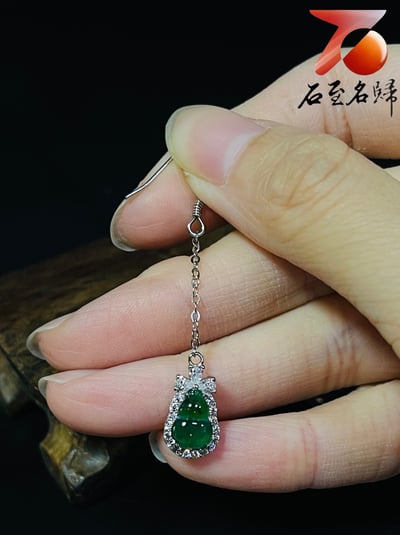 翡翠A貨+925銀【福祿耳環】附玉石鑑定書4