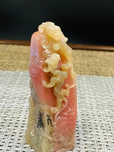 巴林粉凍雞血石印章-洪福齊天5