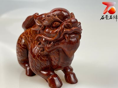 印度小葉紫檀高油密材質 湘工工藝精品手把件【瑞獸麒麟】5