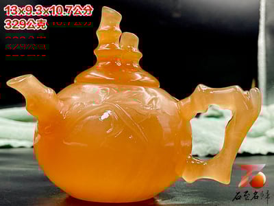 正宗青海凍石 手工雕刻 【節節高升茶壺】附精美收藏禮盒6