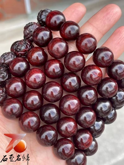 天然 印度小葉紫檀玻璃底老料 高油高密15mm手珠【招財貔貅】8