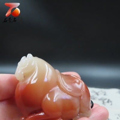 撾結晶朱砂石【唐馬手把件】3