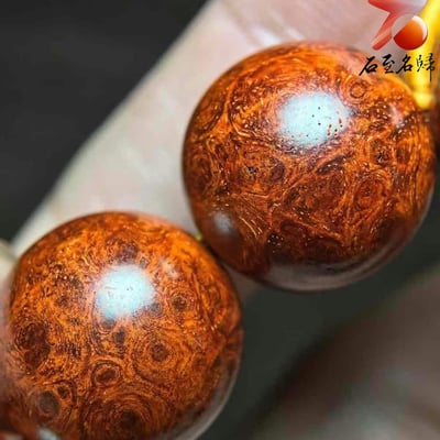 印度小葉紫檀泥料瘤疤+螺旋金星【匯聚財運的傳世佳作-招財進寶】15mm手珠7