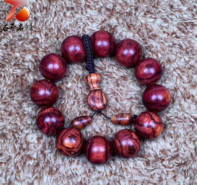 海南黃花梨野生料 黃金X紋對眼鬼臉20mm手珠 重量49.1克5