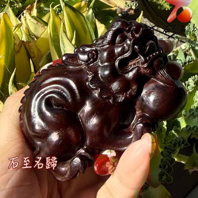 天然 印度小葉紫檀高油密帶金星樹心料 湘工手作【鎮庫貔貅】6