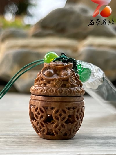 正宗阿根廷綠檀【聚寶盆】吊飾 高3.3公分3