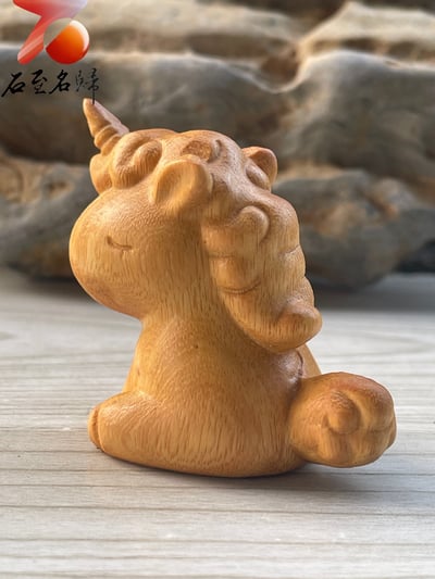 進口黃楊木雕件【獨角獸】高4.5公分2