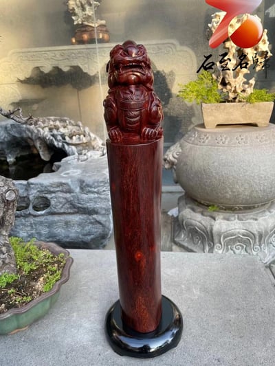 印度小葉紫檀高油密老料製【貔貅風水柱】6