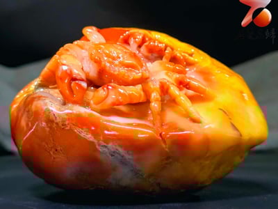 老撾田黃石手工精雕 張國民老師作品【和諧美滿，八方來財】6