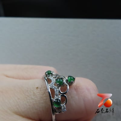 翡翠A貨+925銀【皇冠戒指】附玉石鑑定書1