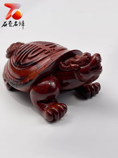 印度小葉紫檀高油密料 湘工師父精雕  【福壽龜】3