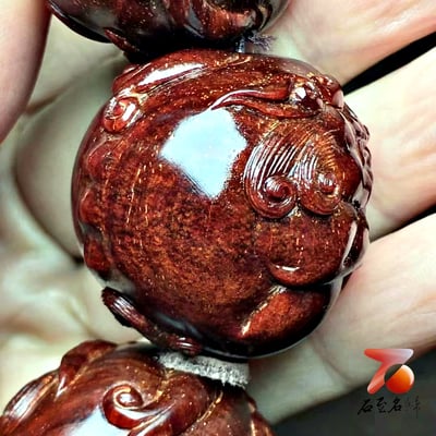 印度小葉紫檀 龍鱗泥料 30mm×10顆大豪珠 【招財進寶】5