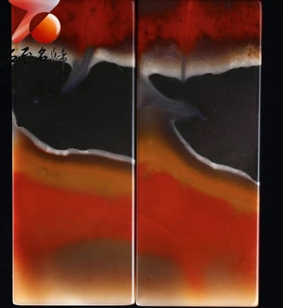 天然壽山石 五彩奇石對章【瑞獸圖】8