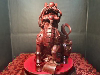 印度小葉紫檀雞血紅泥料【麒麟】2