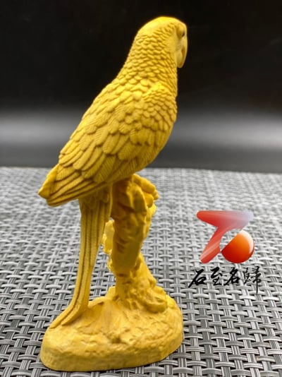 黃楊木精雕擺件【鸚鵡】木雕鸚鵡 高12.5公分4
