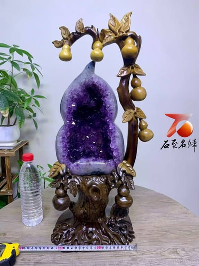 天然 精選巴西天然葫蘆型水晶洞【福祿雙全】 高60公分3