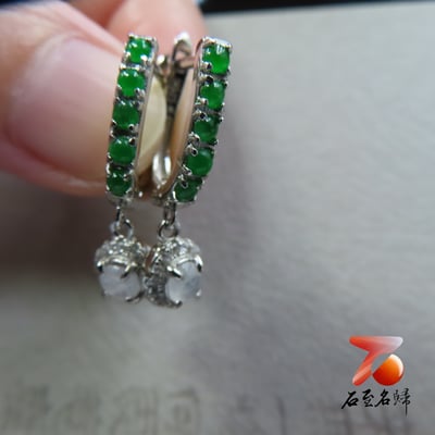翡翠A貨+925銀項鍊【圓款垂墜耳環】 附玉石鑑定書1