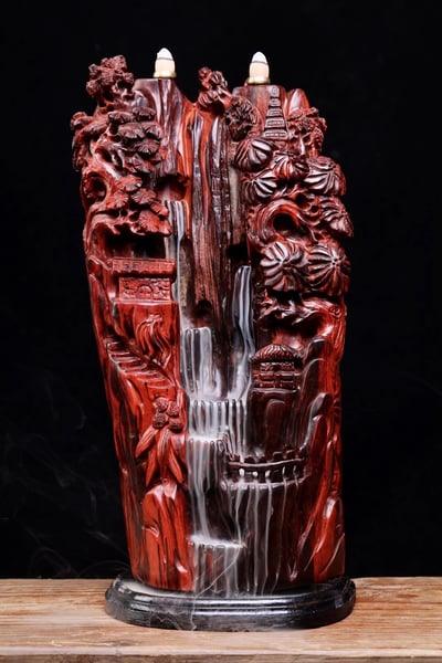 印度小葉紫檀製作-倒流香擺件【山里人家】3